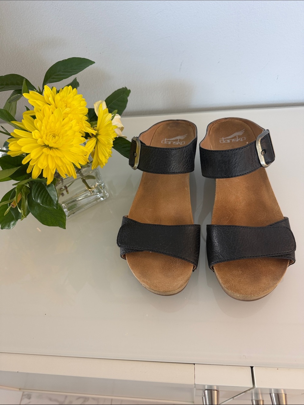 Dansko Tanya Women's Casual Sandals, Black Milled Burnished, 38 M, 7.5 - 8 US